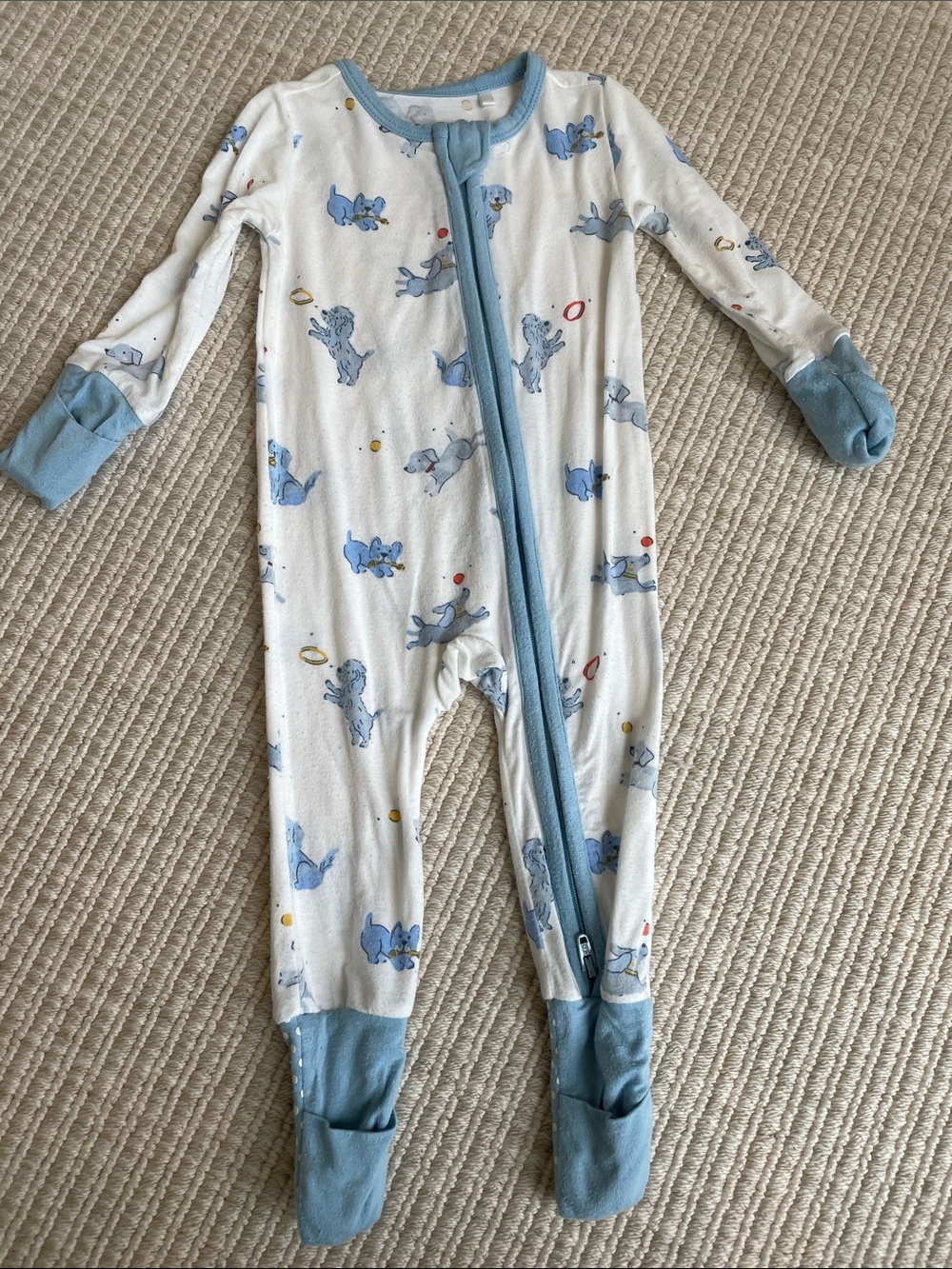 Blue Elephant Print Kids One-Piece Sleeper